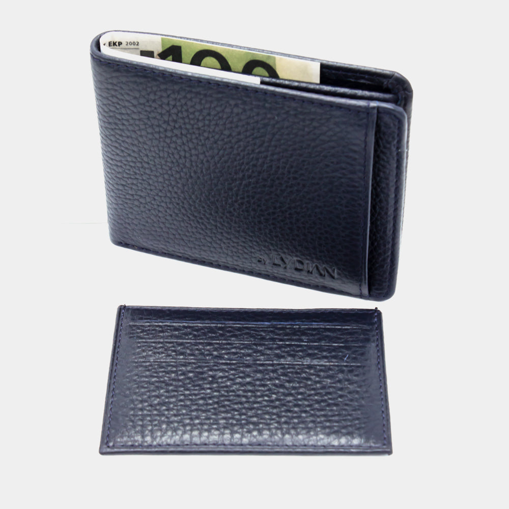 Blaue Lederbrieftasche mit Kartenetui mit Gravur BLW1320-L