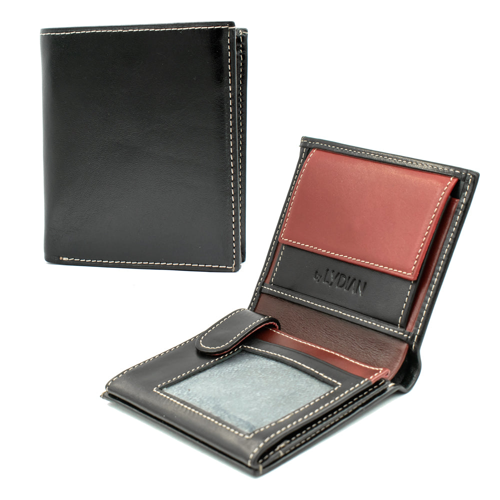 Schwarze und rote Lederbrieftasche BLW153_51