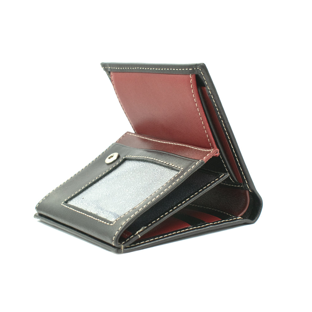 Schwarze und rote Lederbrieftasche BLW153_51