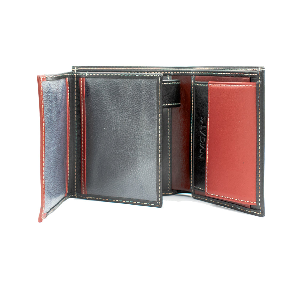 Schwarze und rote Lederbrieftasche BLW153_51