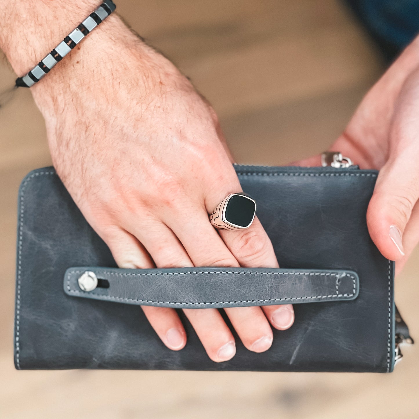 Smartphone-Leder-Geldbörse Grau BLW3034-G
