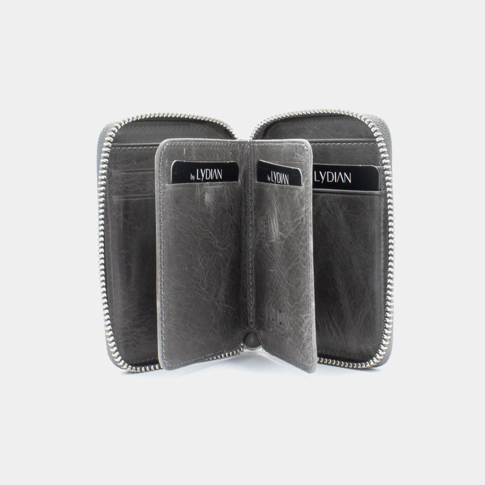 Ledergeldbörse mit Reißverschluss BLW796-G