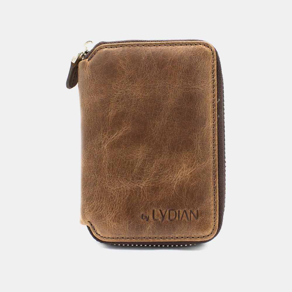 Braune Lederbrieftasche mit Reißverschluss BLW796-GK