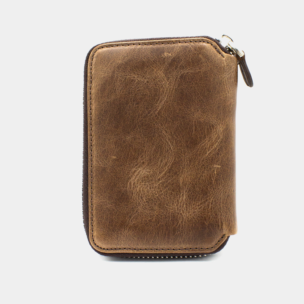 Braune Lederbrieftasche mit Reißverschluss BLW796-GK