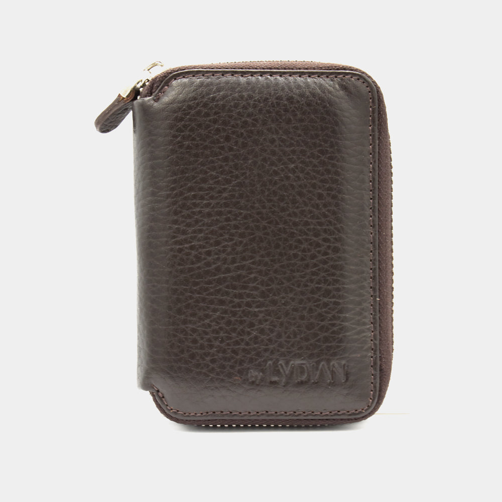 Braune Lederbrieftasche mit Reißverschluss BLW796-K