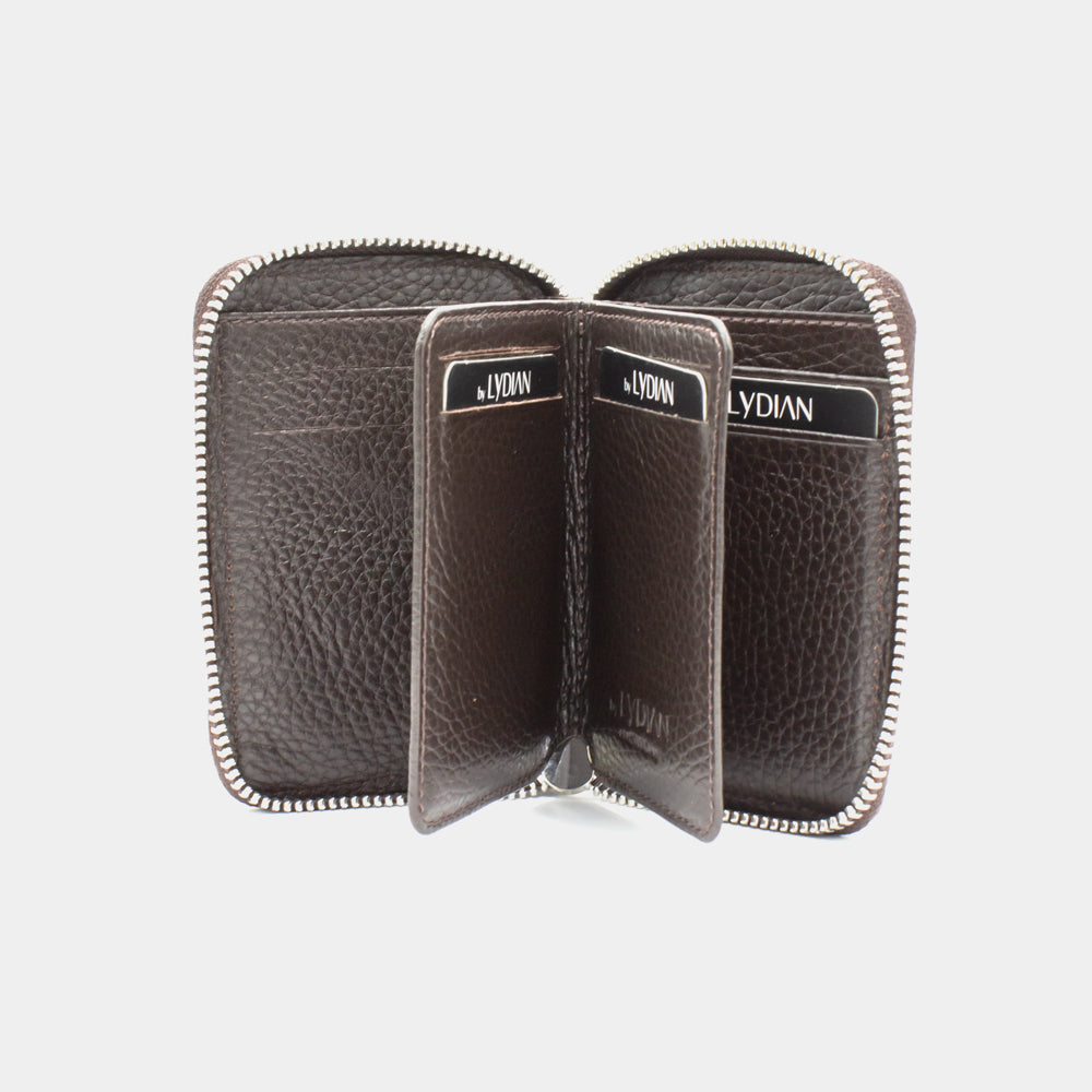 Braune Lederbrieftasche mit Reißverschluss BLW796-K