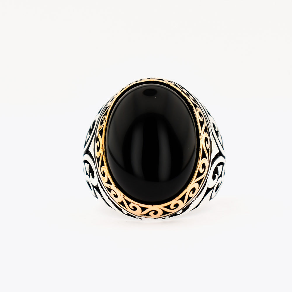 Heren Ring Met Onyx Steen