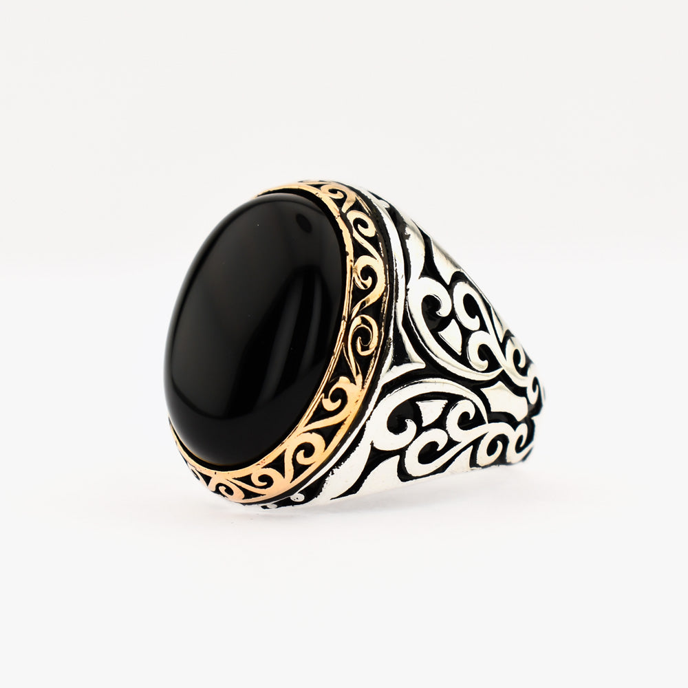 Heren Ring Met Onyx Steen
