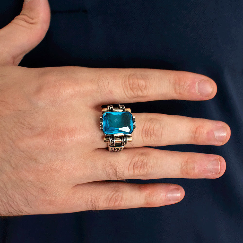 Herrenring mit blauem Stein CLMR0162