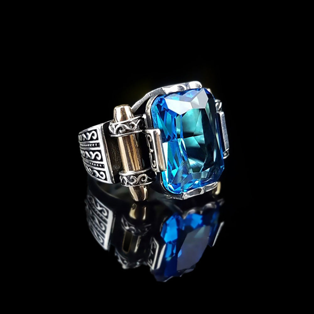 Herrenring mit blauem Stein CLMR0162