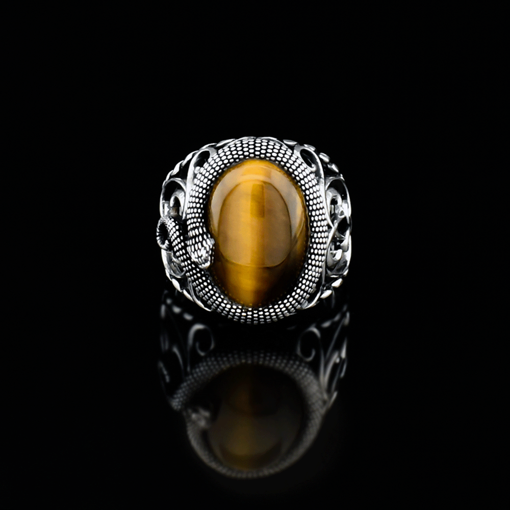 Schlangenring - 925er Sterlingsilber mit Tigerauge