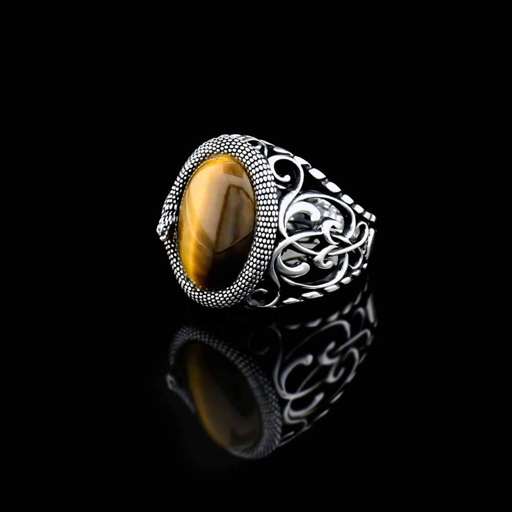 Schlangenring - 925er Sterlingsilber mit Tigerauge