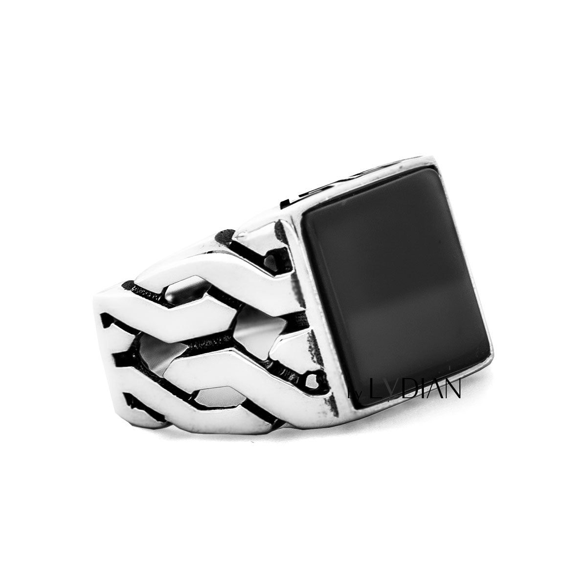 Herrenring aus 925er Silber mit Onyxstein LMR230