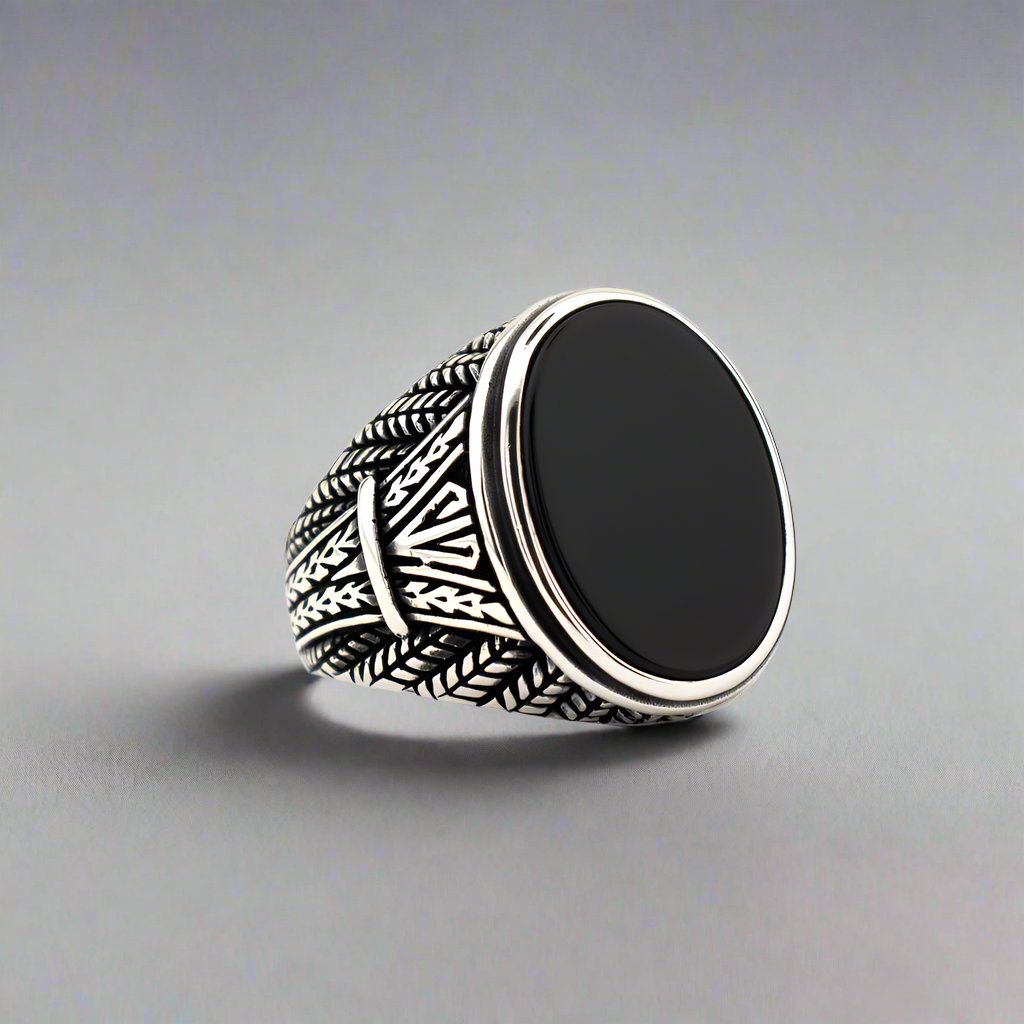 925 Zilveren Herenring Met Onyx Steen ORTBL156