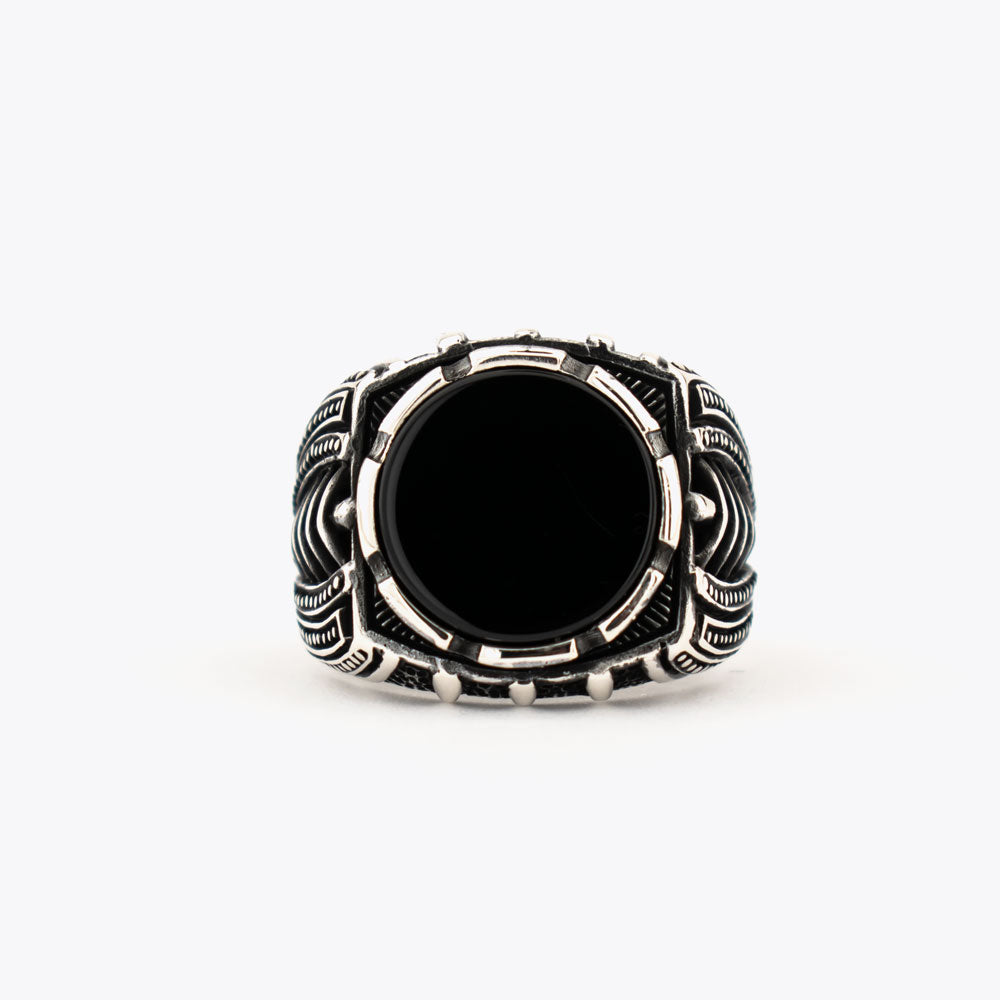 Herrenring aus Onyx-Sterlingsilber ORTBL164