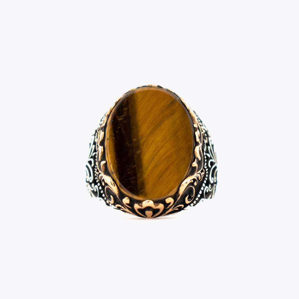 Herrenring aus 925er Silber mit Tigerauge-Stein ORTBL178