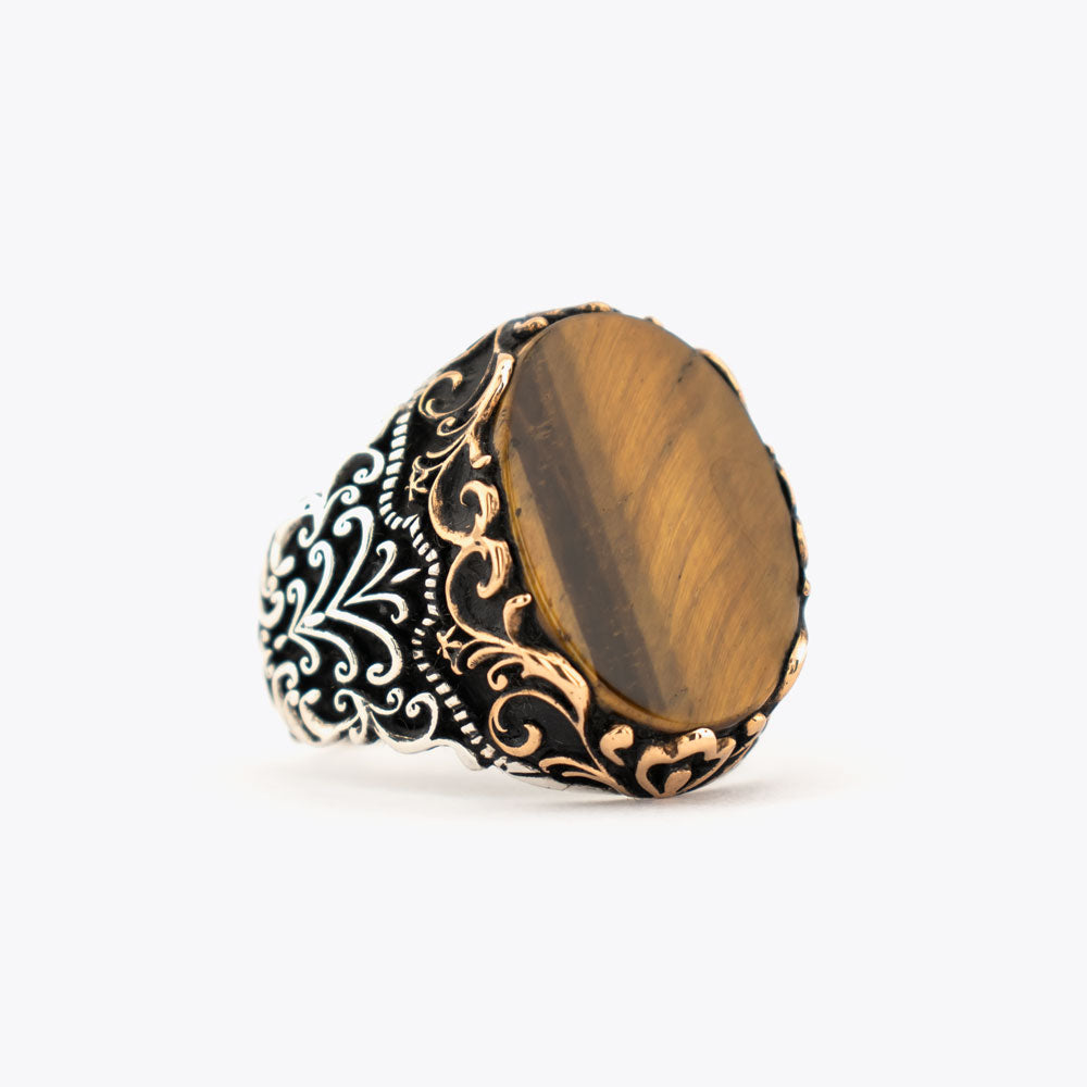 Herrenring aus 925er Silber mit Tigerauge-Stein ORTBL178