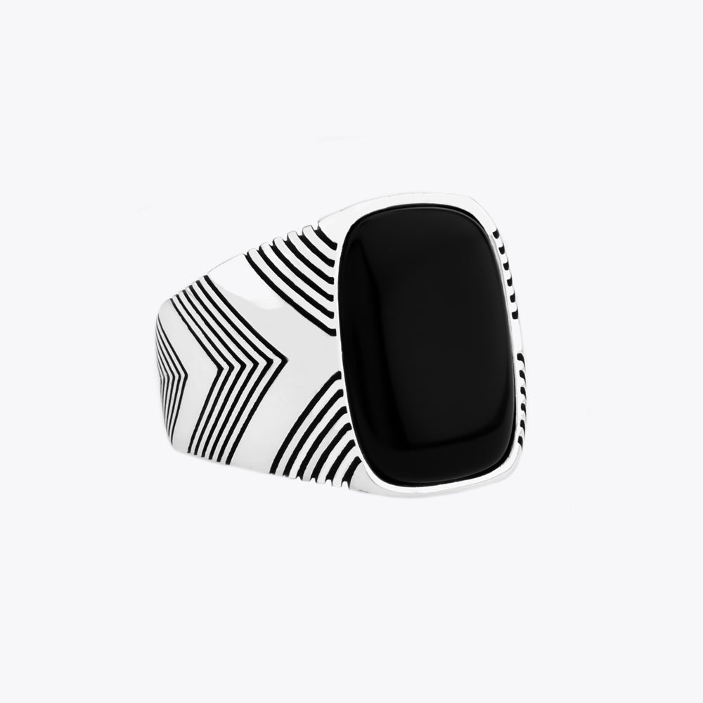 Zilveren Heren Ring Met Zwarte Steen