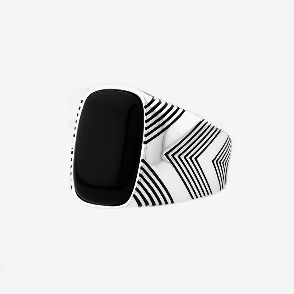 Zilveren Heren Ring Met Zwarte Steen