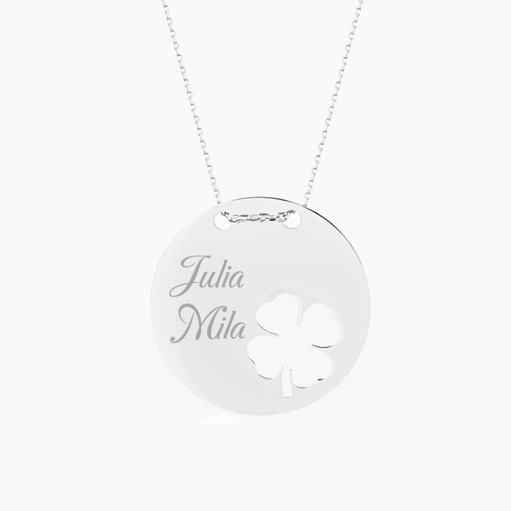 Gepersonaliseerde naam ketting met klavertje PSN18001_B