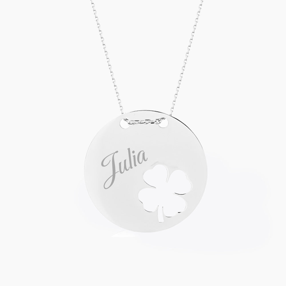 Gepersonaliseerde naam ketting met klavertje PSN18001_B
