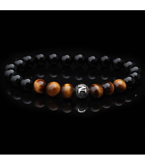 Kralen Armband van Tijgeroog met zilveren Letter NLTB058