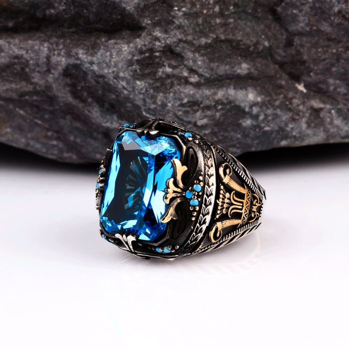 Herrenring mit blauem Stein CLMR0221
