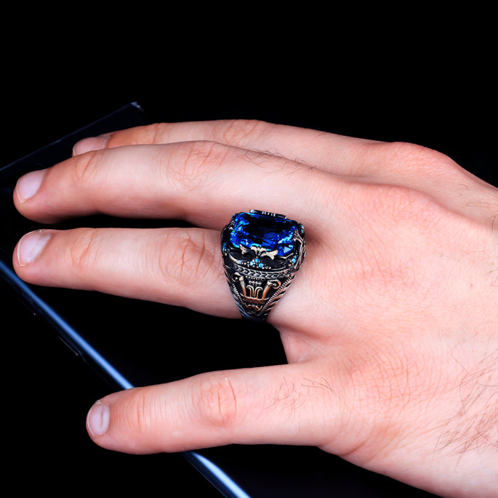 Herrenring mit blauem Stein CLMR0221