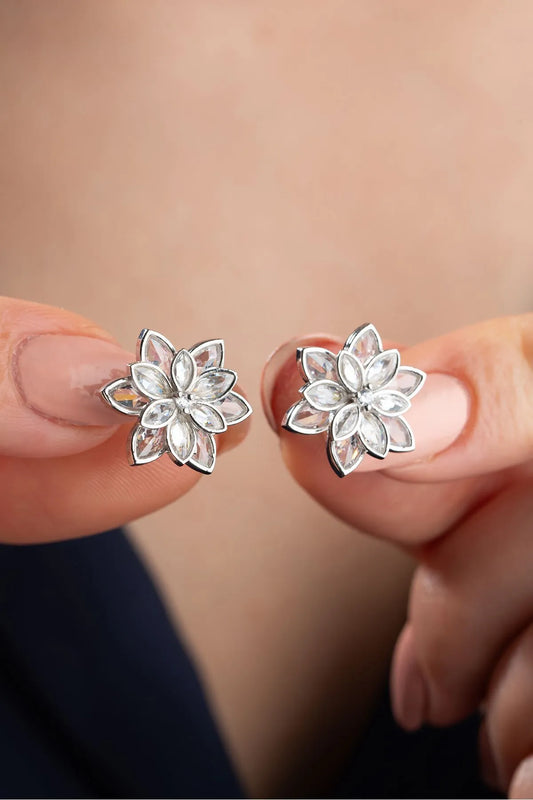 Lotus Stud Oorbellen – 925 Zilver & Zirkonia