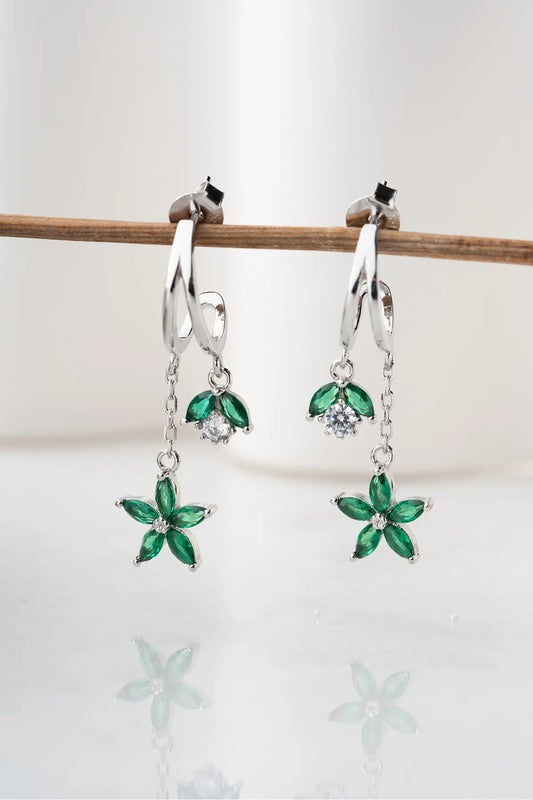 Green Lotus Oorbellen – 925 Zilver & Zirkonia