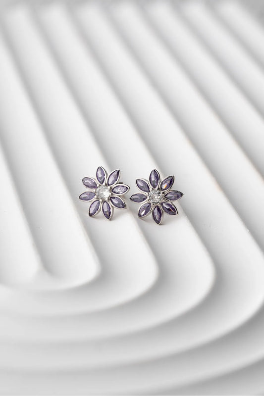 Lotus Bloom Ohrringe - Lila & 925 Silber