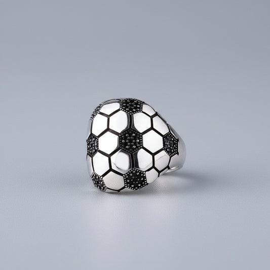 925 Sterling Silver Football Herrenring