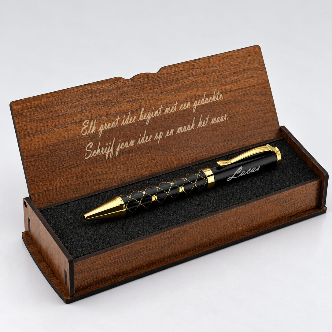 Personalisierter Stift mit gravierter Holz-Geschenkbox