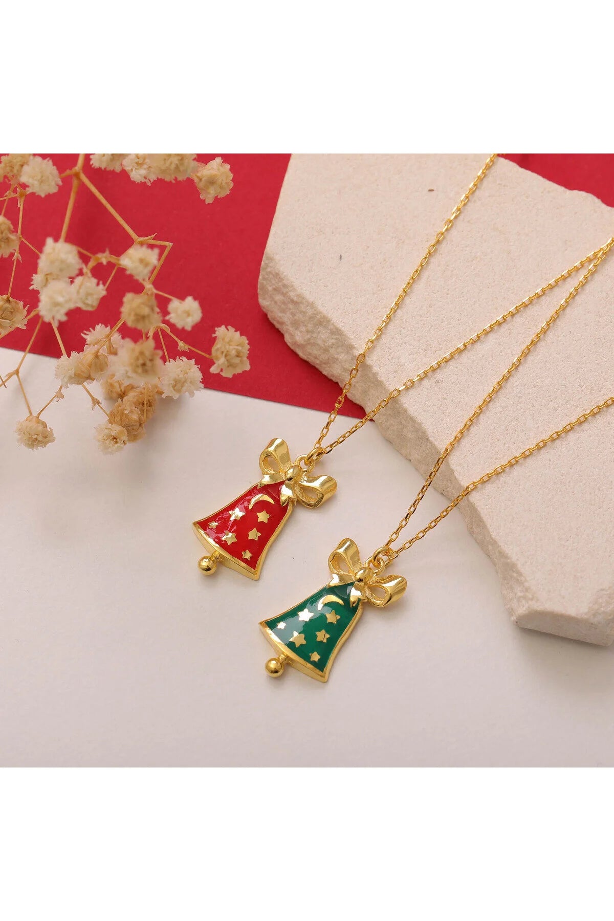 StellaBell – Weihnachtsglocken-Anhänger aus 925er Sterlingsilber – Rot oder Grün