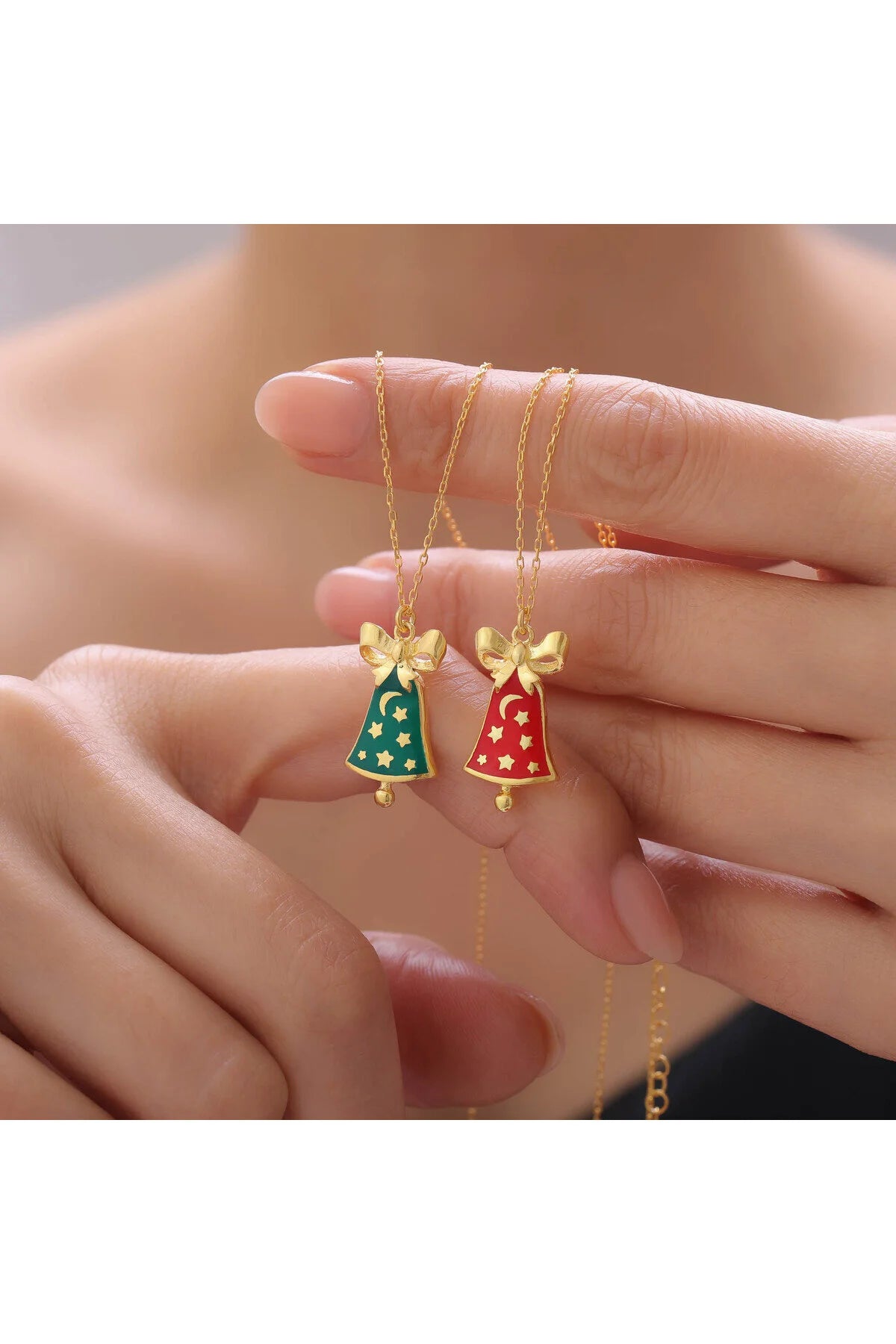 StellaBell – Weihnachtsglocken-Anhänger aus 925er Sterlingsilber – Rot oder Grün