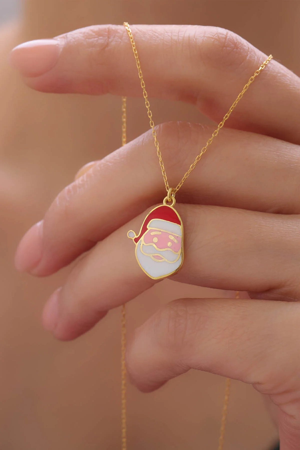 Halskette mit Weihnachtsmann-Anhänger aus 925er-Sterlingsilber