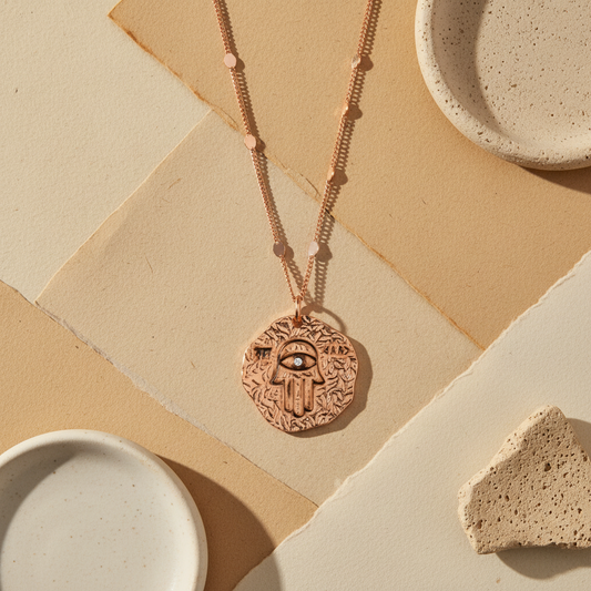 Hamsa-Hand-Medaillon-Halskette mit Anhänger