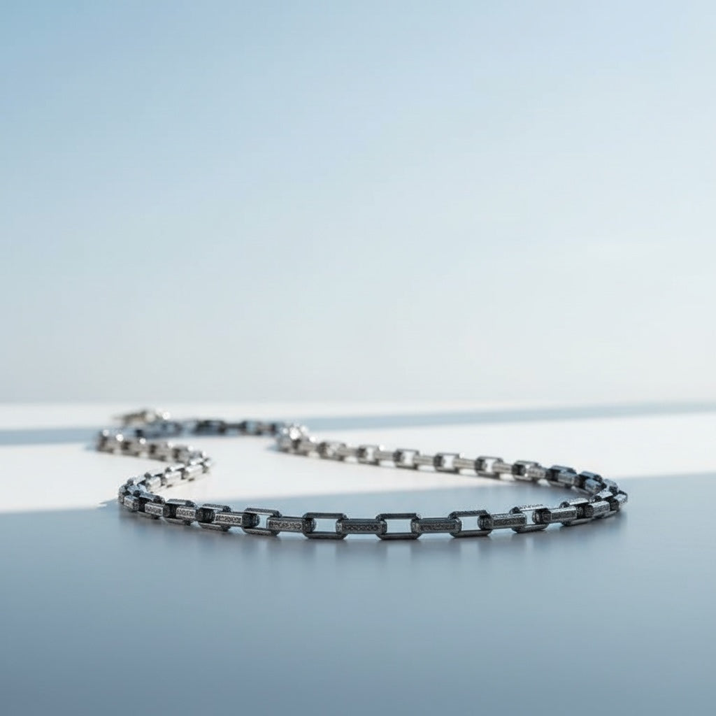 Herren-Seilhalskette aus 925er-Sterlingsilber, oxidiert