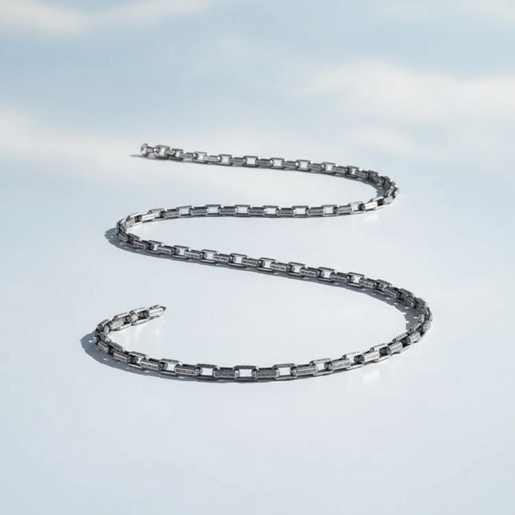 Herren-Seilhalskette aus 925er-Sterlingsilber, oxidiert