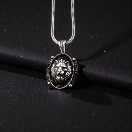 925 Zilver Herenketting met Leeuw Hanger en Microstenen