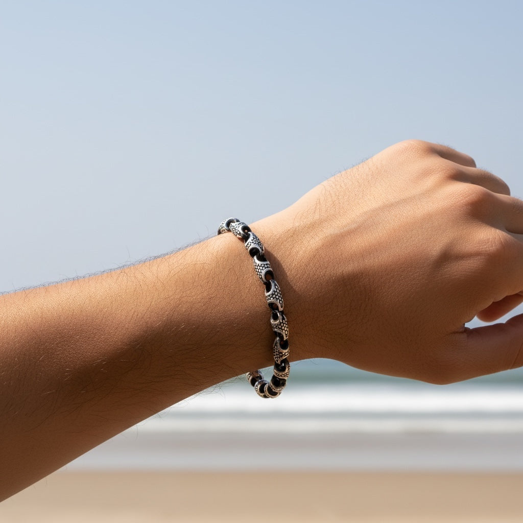 Dark Scale 925 Silberarmband für Herren