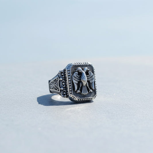 925 Sterling Zilveren Herenring met Seltsjoekse Adelaar