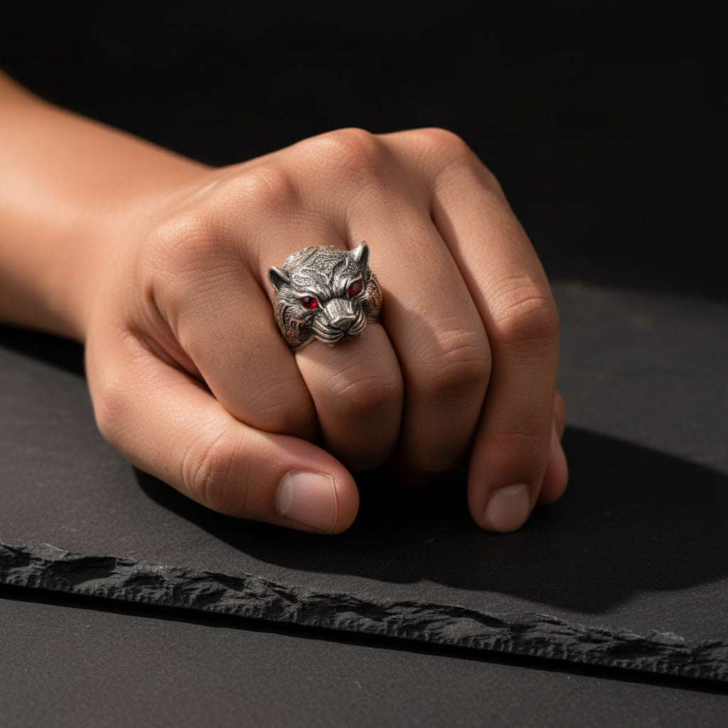 Tijger Zilveren Ring