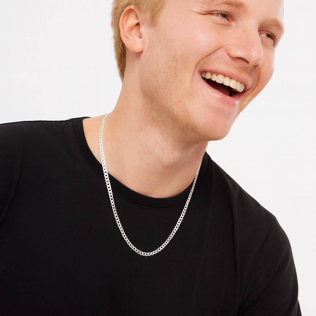 Silberne Gourmet-Herrenhalskette 4 mm BLMN027