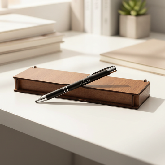 Personalisiertes Stiftset – Schreibset mit gravierter Holzbox BLP014