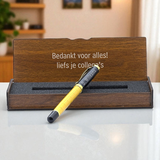 Personalisierter Tintenroller – Schreibset mit gravierter Holzbox BLP1214-R