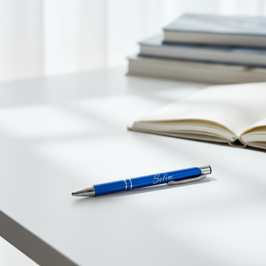 Personalisiertes Geschenkset aus Lederkartenetui, USB-Feuerzeug und blauem Stift