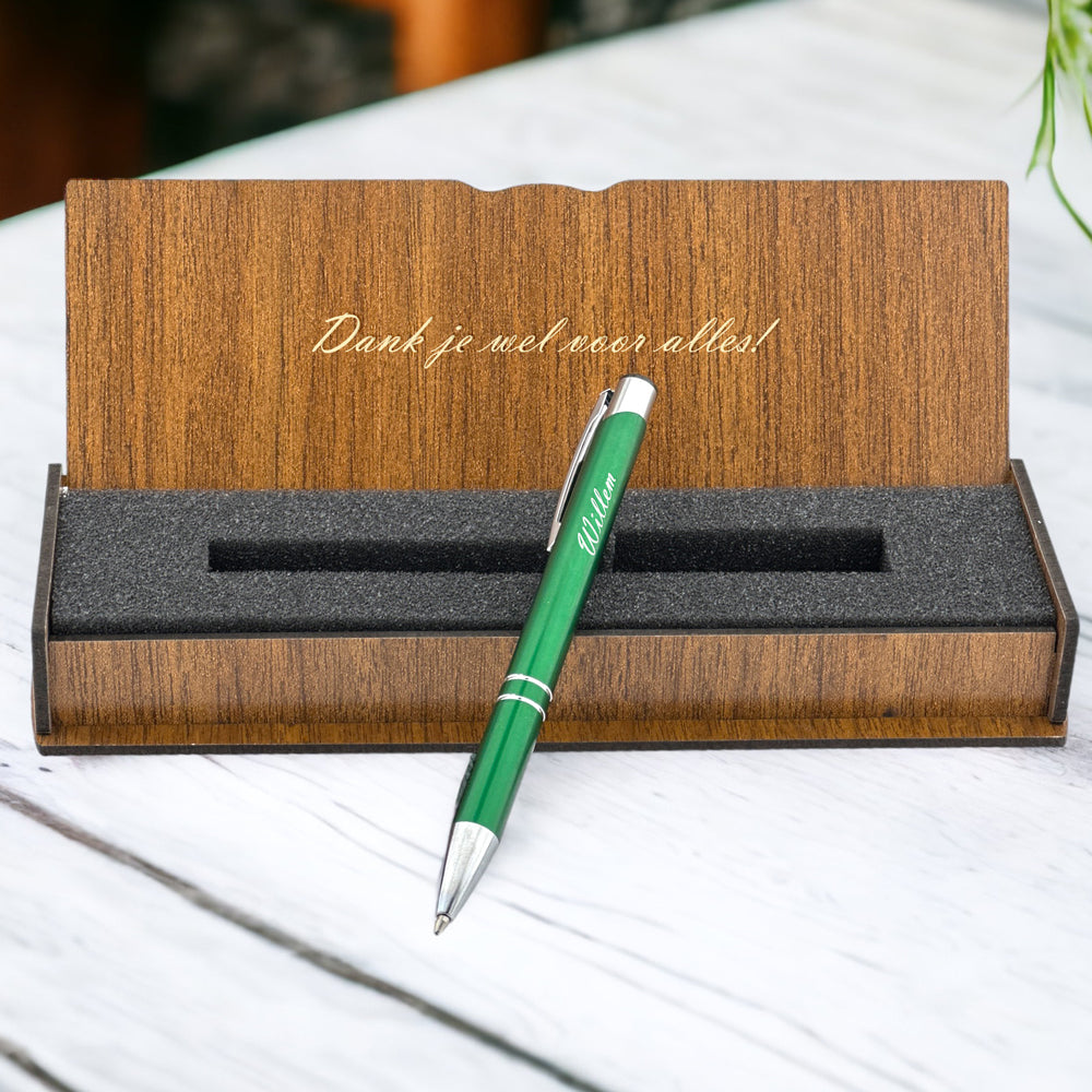 Personalisierter Kugelschreiber – Schreibset mit gravierter Holzbox BLP2002GD
