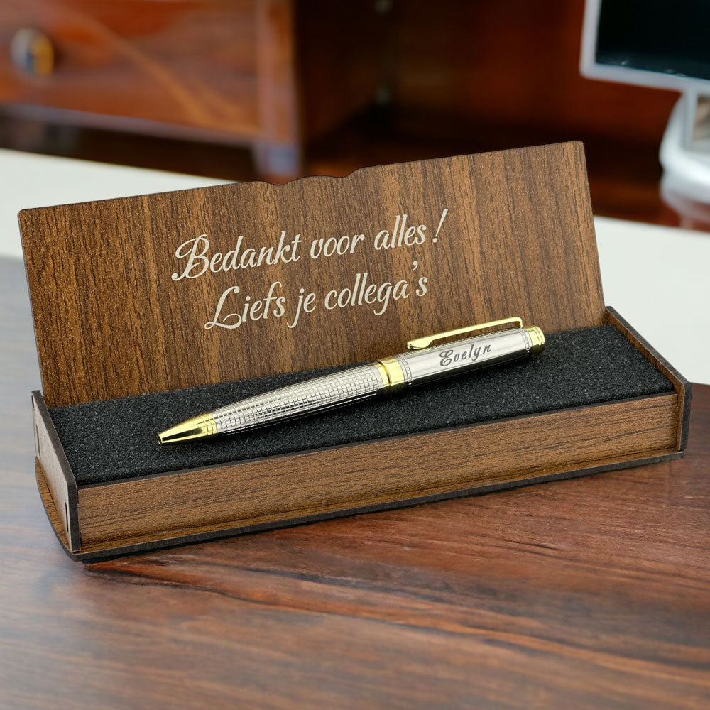 Personalisiertes Stiftset – Schreibset mit gravierter Holzbox BLP2165