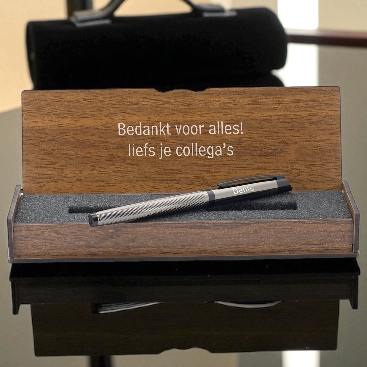 Personalisiertes Stiftset – Schreibset mit gravierter Holzbox BLP22670